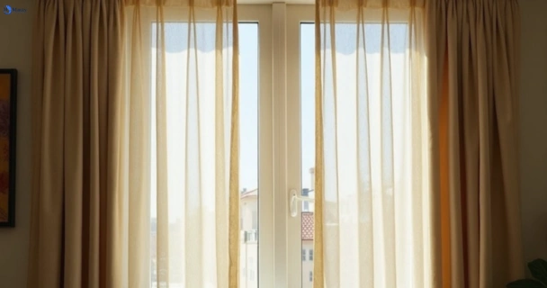 Dull dusty drapes in sadliers-crossing before professional cleaning